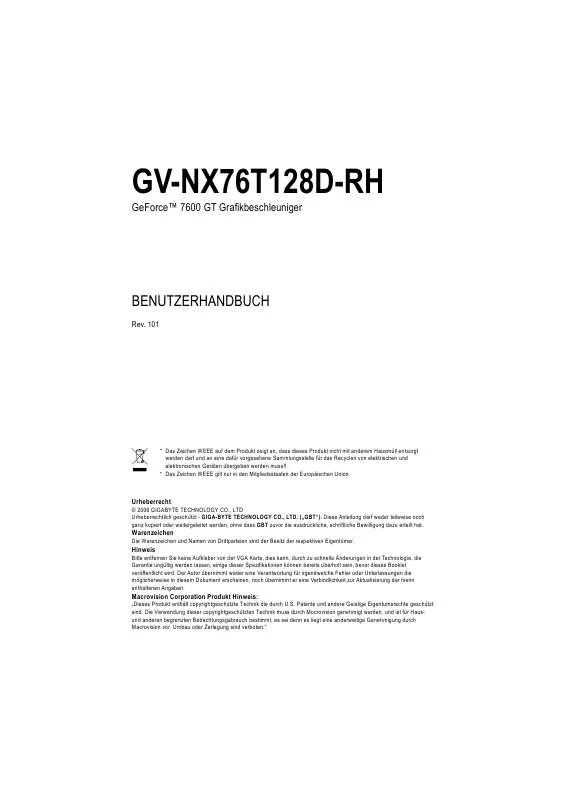 Mode d'emploi GIGABYTE GV-NX76T128D-RH