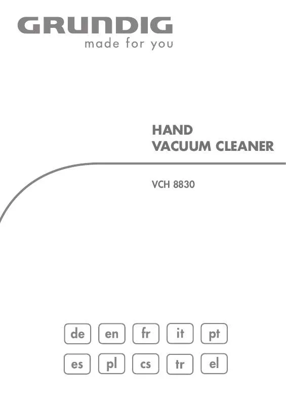 Mode d'emploi GRUNDIG VCH 8830 HANDHELD VACUUM CLEANER