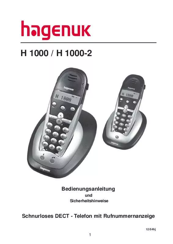 Mode d'emploi HAGENUK H 1000-2