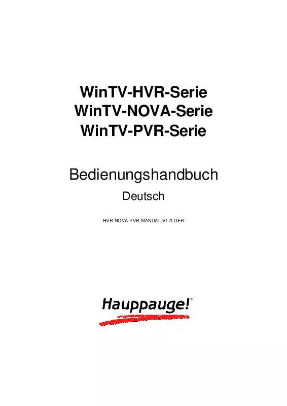 Mode d'emploi HAUPPAUGE WINTV-PVR