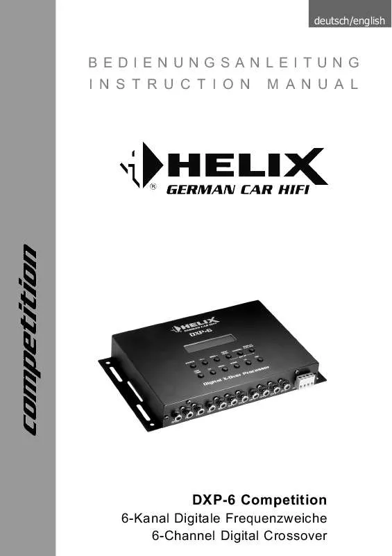 Mode d'emploi HELIX DXP-6 COMPETITION
