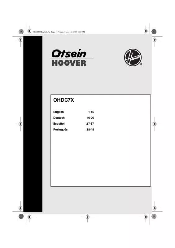 Mode d'emploi HOOVER OHDC7X