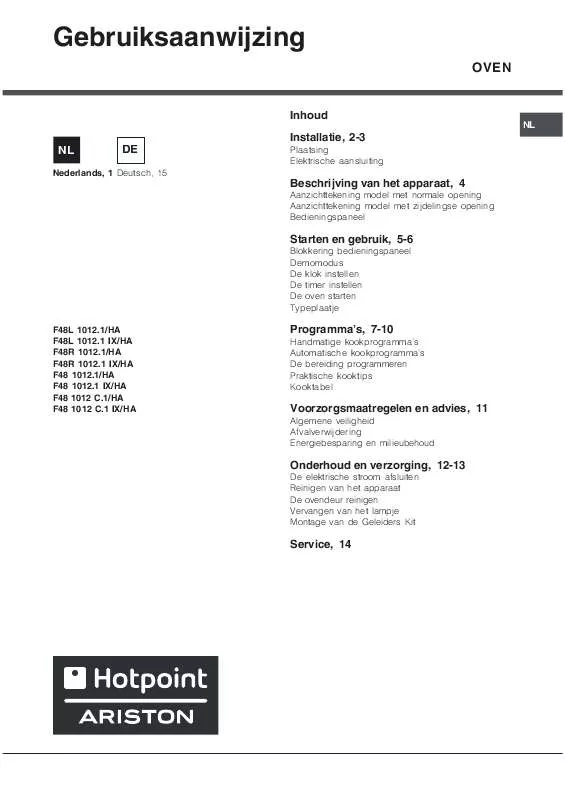 Mode d'emploi HOTPOINT F48L 1012.1 IX/HA