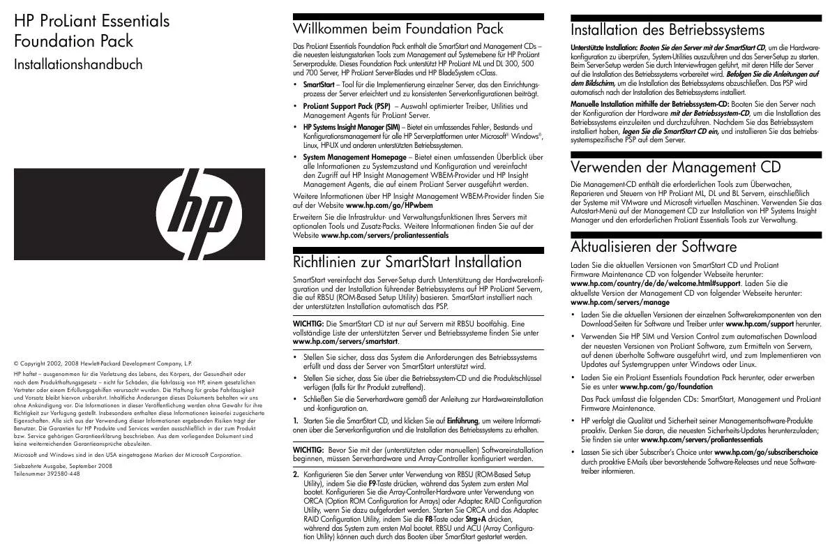 Mode d'emploi HP PROLIANT DL380 SERVER