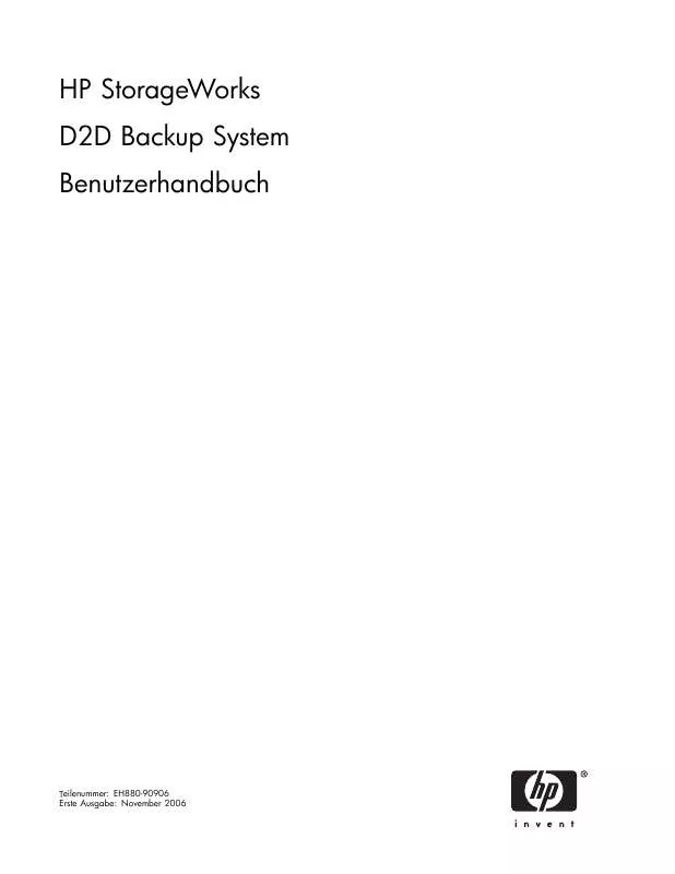 Mode d'emploi HP STORAGEWORKS D2D100 BACKUP SYSTEM