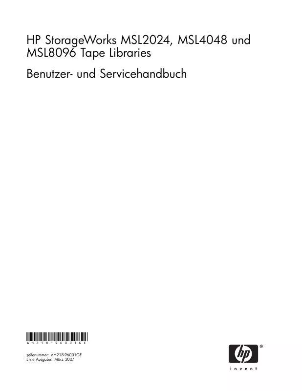 Mode d'emploi HP STORAGEWORKS MSL4048 TAPE LIBRARY