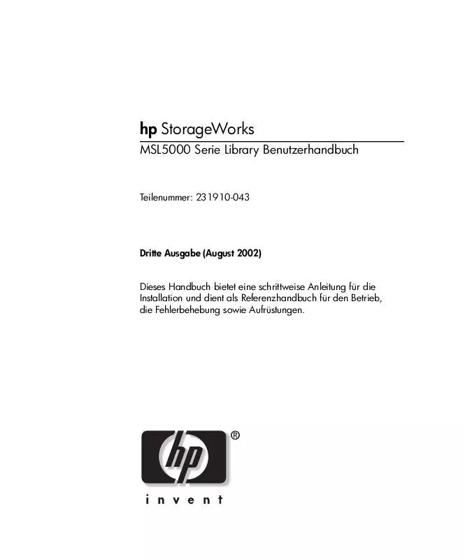 Mode d'emploi HP STORAGEWORKS MSL5000 TAPE LIBRARY