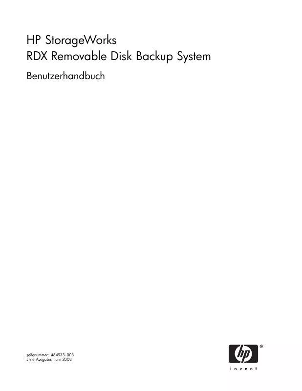 Mode d'emploi HP STORAGEWORKS RDX REMOVABLE DISK BACKUP SYSTEM