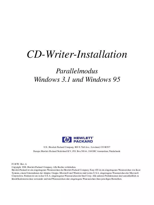 Mode d'emploi HP SURESTORE CD-WRITER 6020
