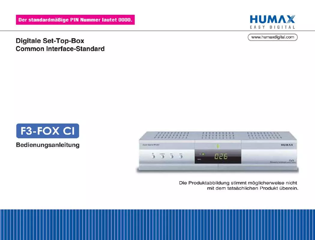 Mode d'emploi HUMAX F3-FOX CI
