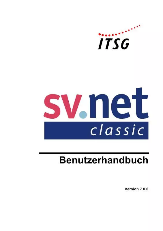 Mode d'emploi ITSG SV.NET CLASSIC 7.0.0