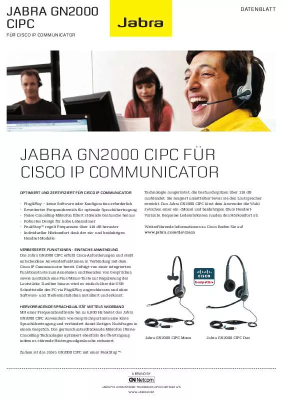 Mode d'emploi JABRA GN2000 CIPC