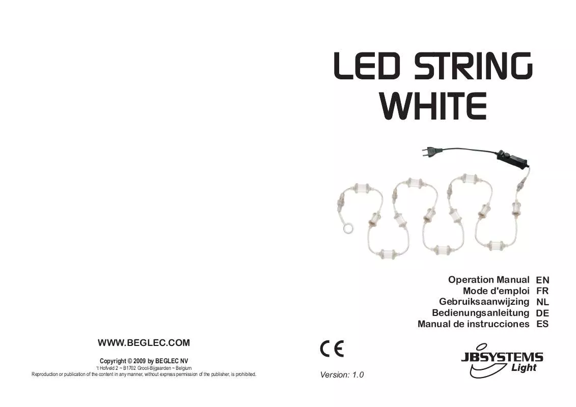 Mode d'emploi JBSYSTEMS LIGHT LED STRING WHITE