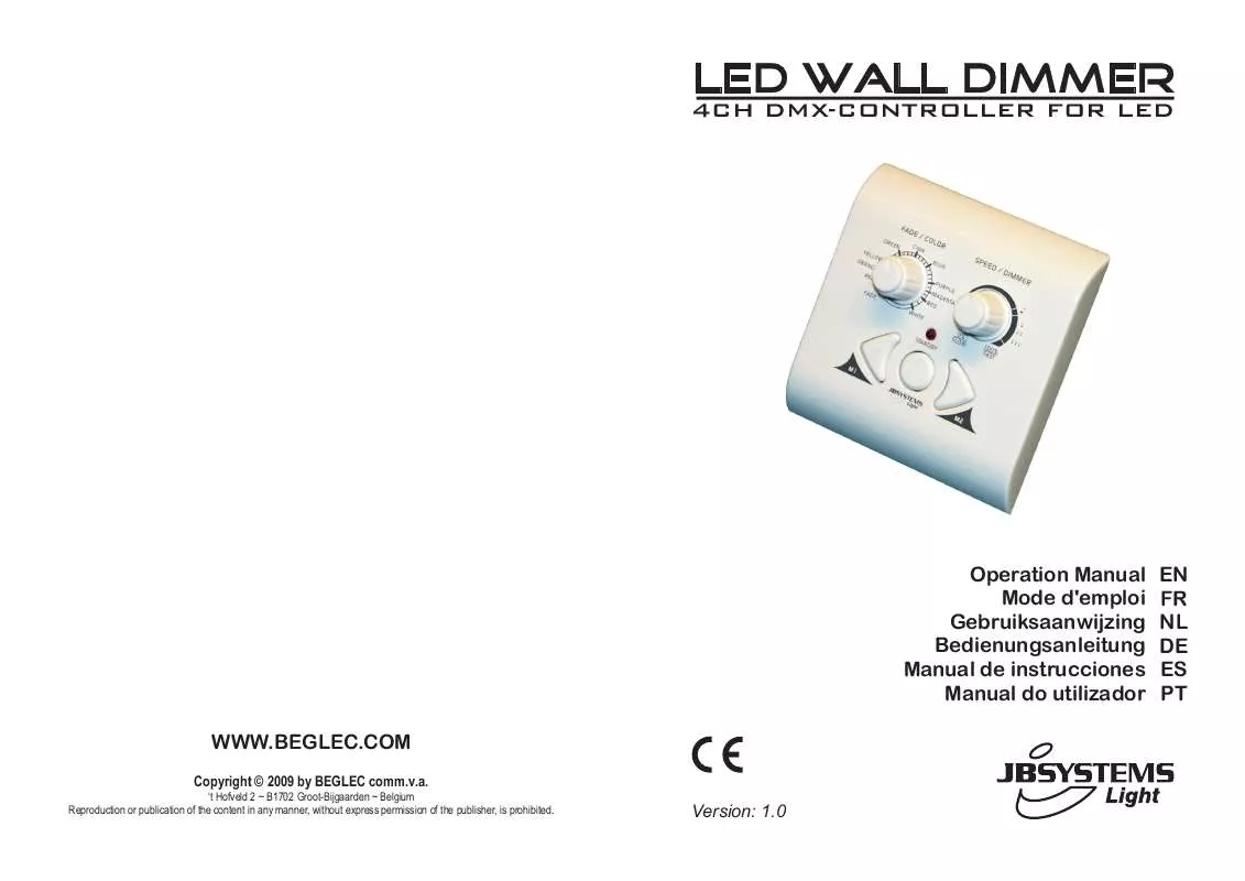 Mode d'emploi JBSYSTEMS LIGHT LED WALL DIMMER