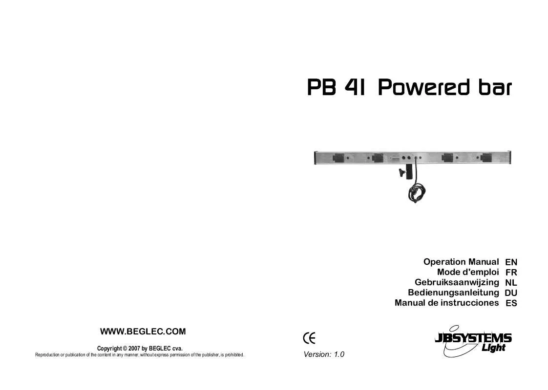 Mode d'emploi JBSYSTEMS LIGHT PB 41 POWERED BAR