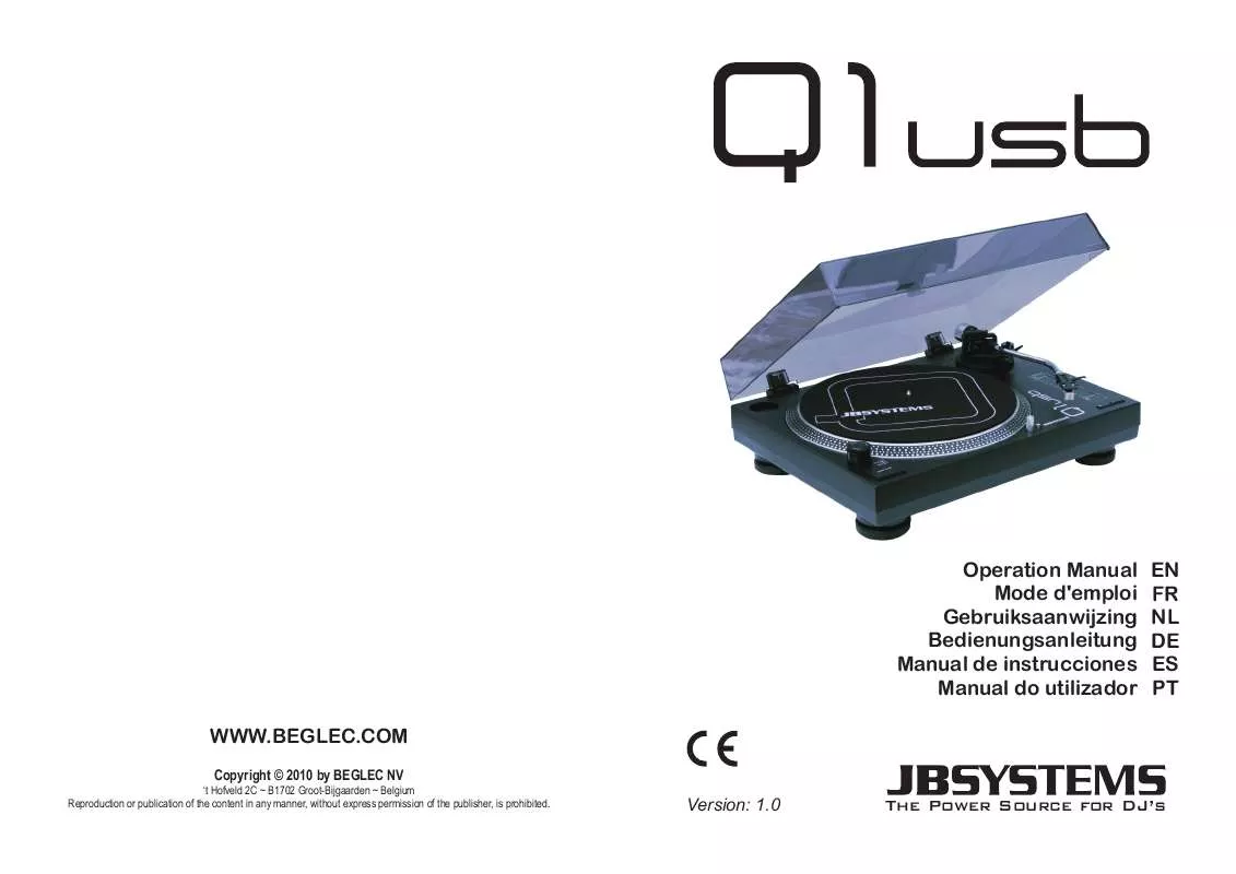 Mode d'emploi JBSYSTEMS LIGHT Q1 USB
