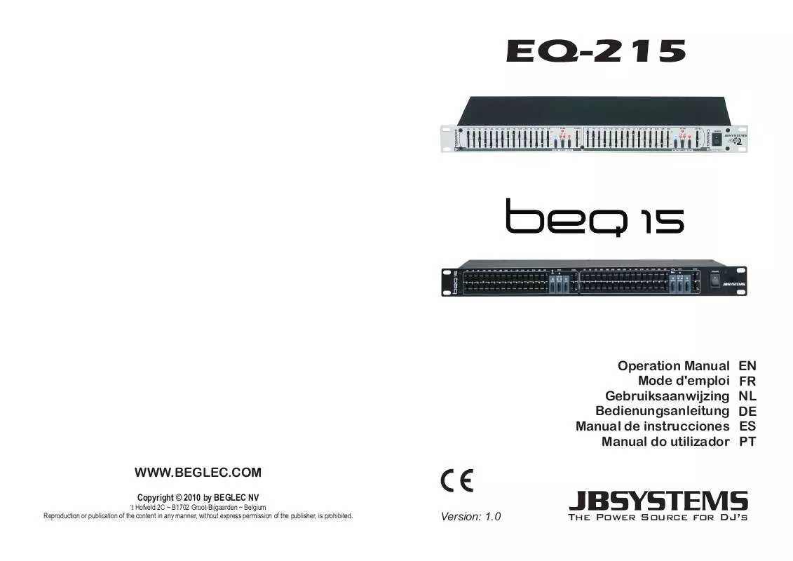 Mode d'emploi JBSYSTEMS EQ-215