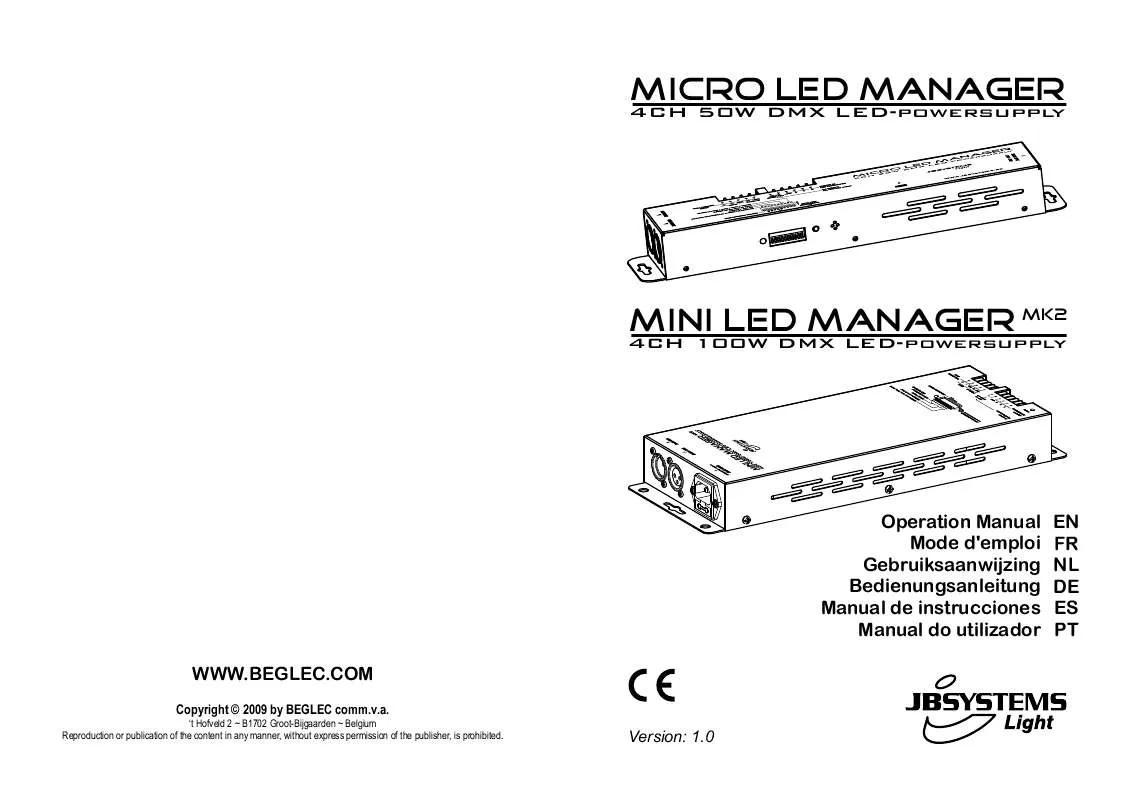 Mode d'emploi JBSYSTEMS MINI LED MANAGER MK2