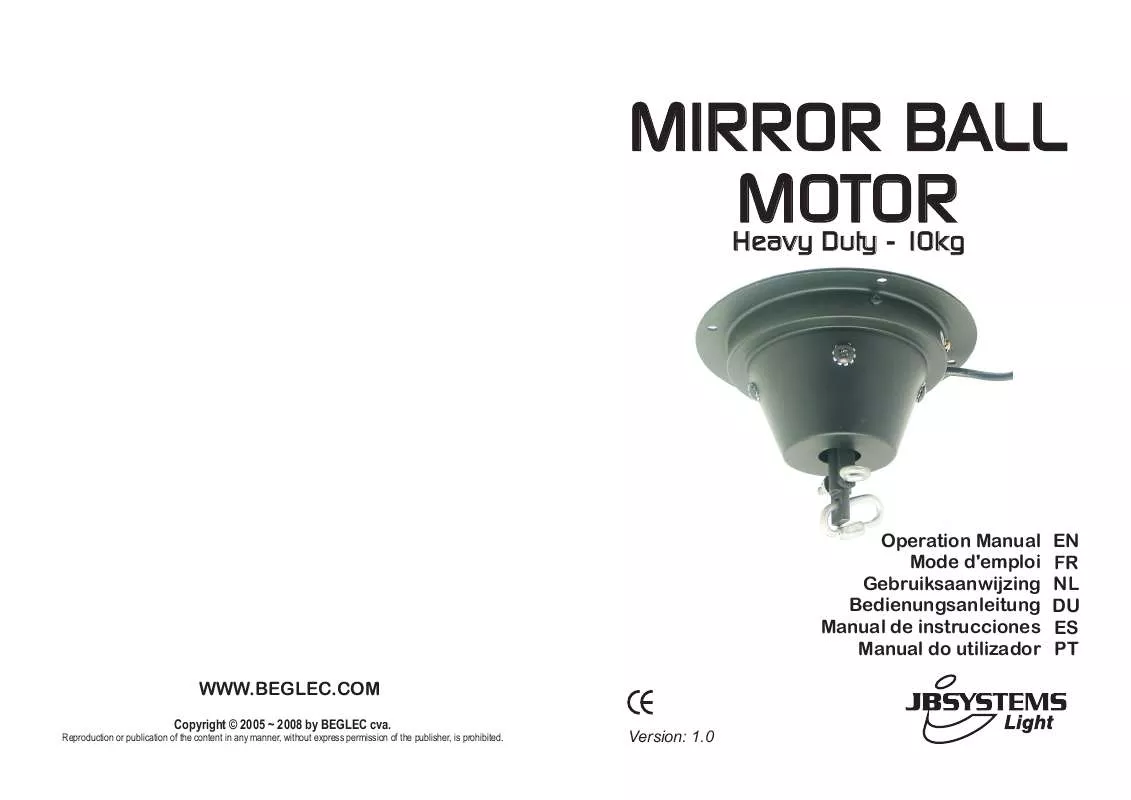 Mode d'emploi JBSYSTEMS MIRROR BALL MOTOR