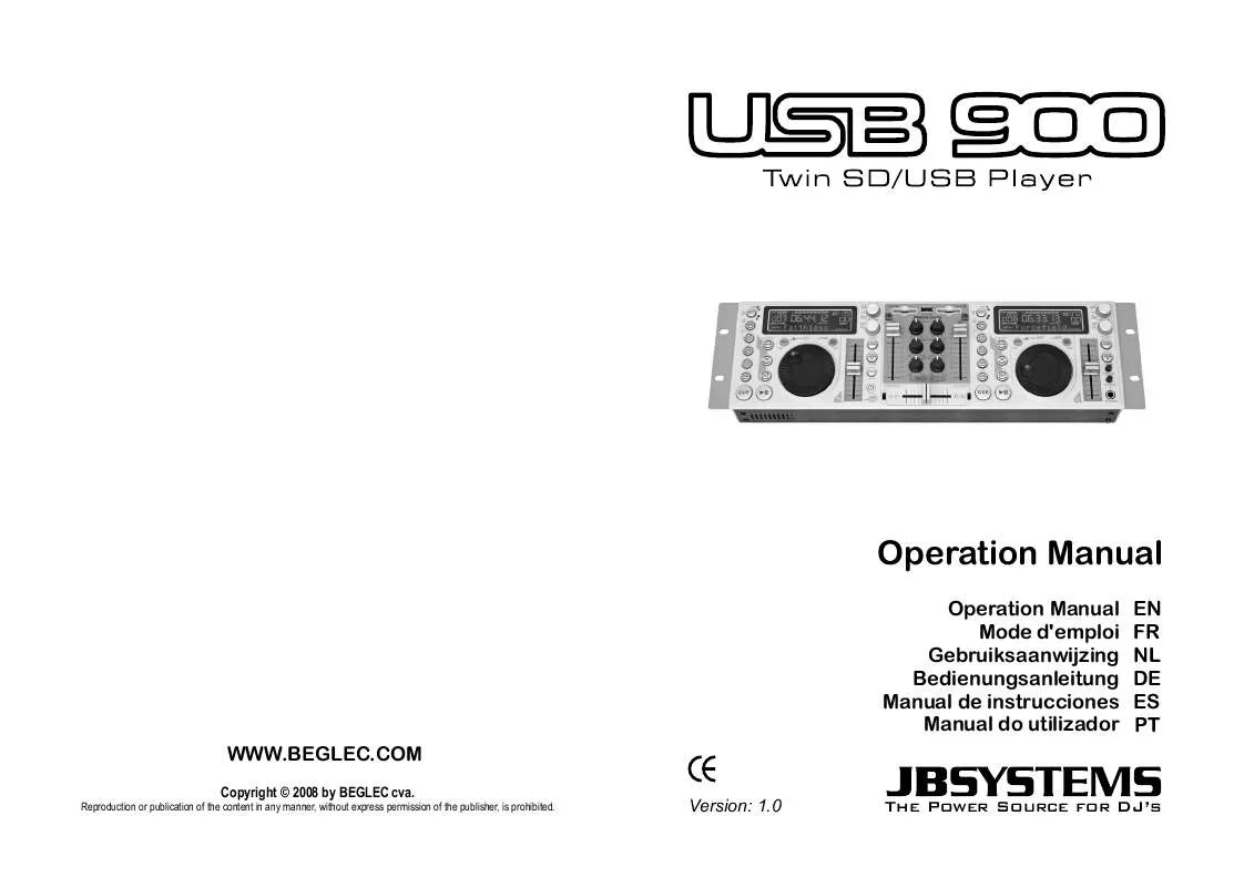 Mode d'emploi JBSYSTEMS USB 900