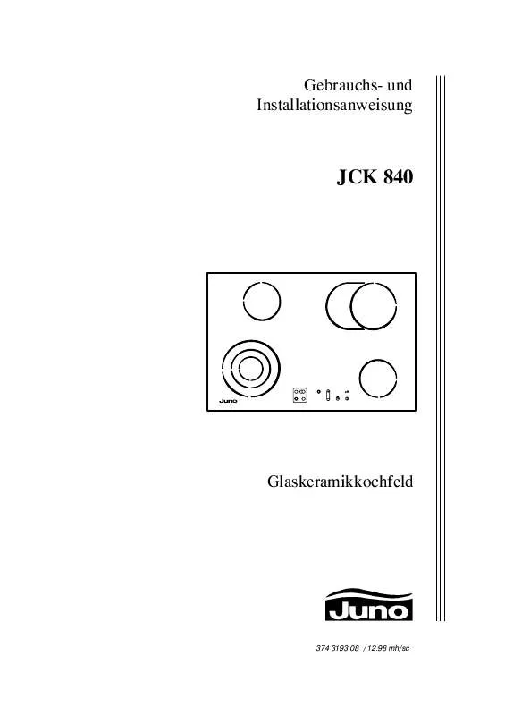 Mode d'emploi JUNO JCK 840E