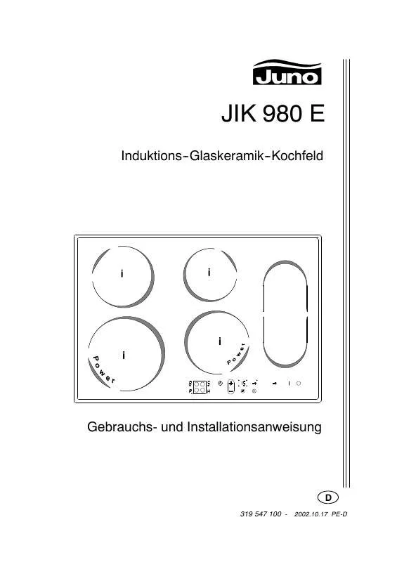 Mode d'emploi JUNO JIK 980E