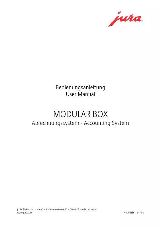 Mode d'emploi JURA MODULAR BOX