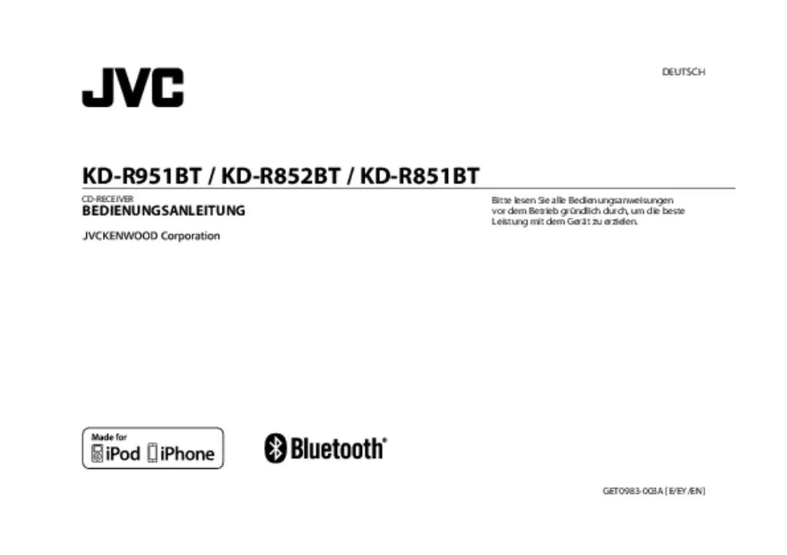 Mode d'emploi JVC KD-R852BTE