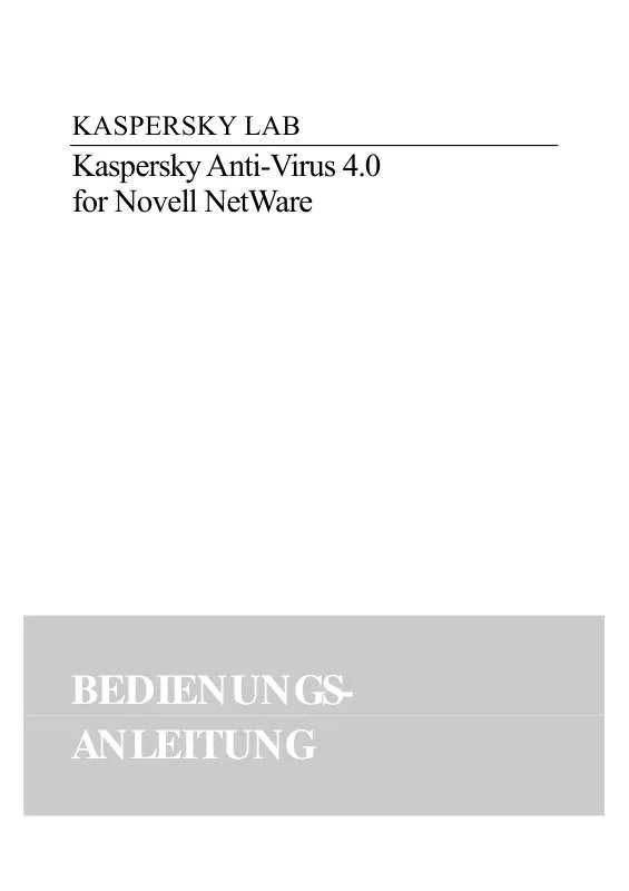 Mode d'emploi KASPERSKY ANTI-VIRUS 4.0