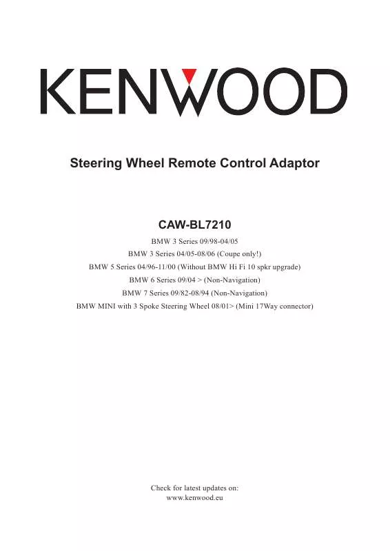 Mode d'emploi KENWOOD CAW-BL7210