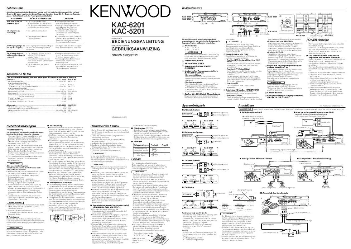 Mode d'emploi KENWOOD KAC-6201