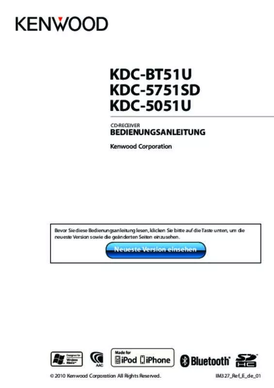 Mode d'emploi KENWOOD KDC-BT51U