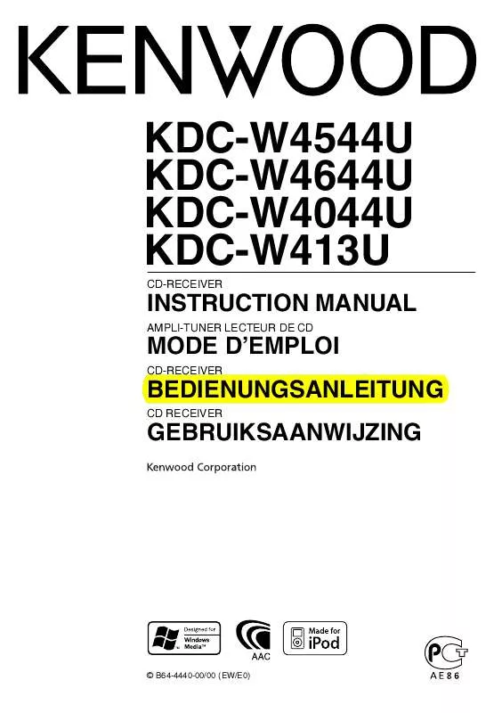 Mode d'emploi KENWOOD KDC-W413U