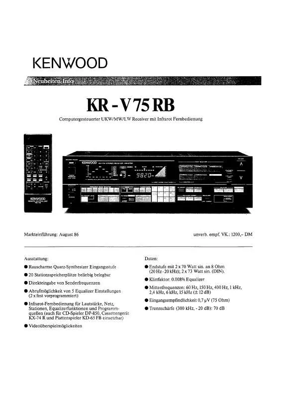 Mode d'emploi KENWOOD KR-V75RB