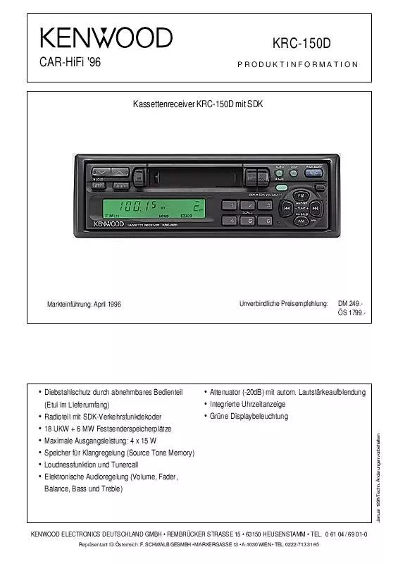 Mode d'emploi KENWOOD KRC-150D