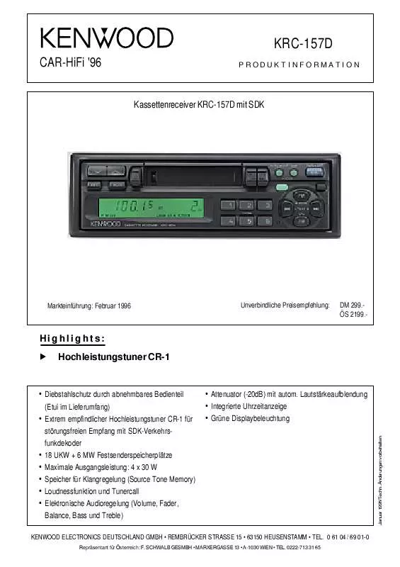 Mode d'emploi KENWOOD KRC-157D