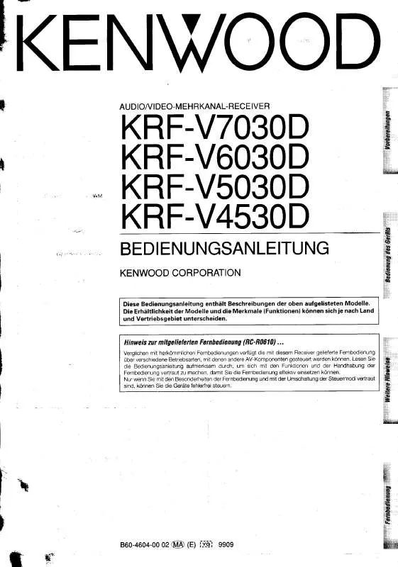 Mode d'emploi KENWOOD KRF-V6030D