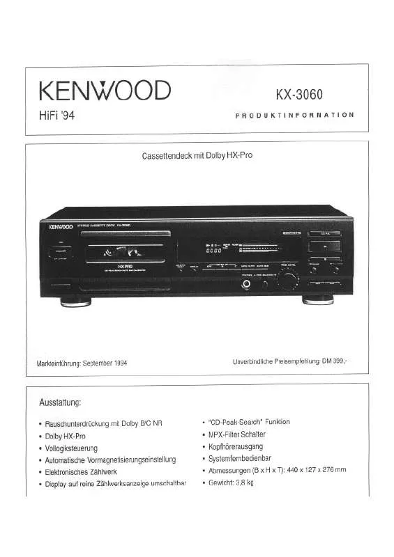 Mode d'emploi KENWOOD KX-3060