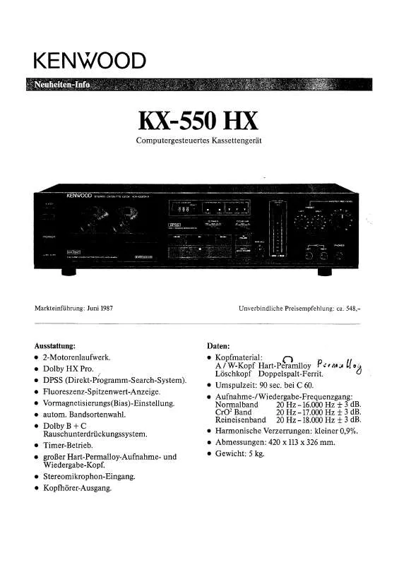 Mode d'emploi KENWOOD KX-550HX