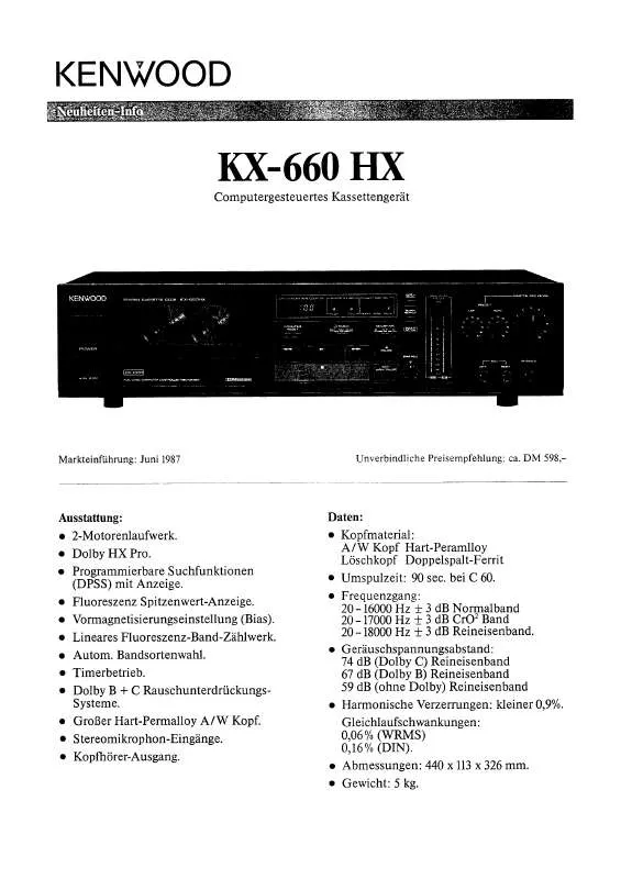 Mode d'emploi KENWOOD KX-660HX