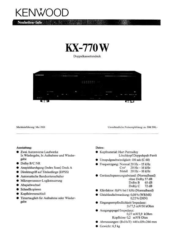Mode d'emploi KENWOOD KX-770HX