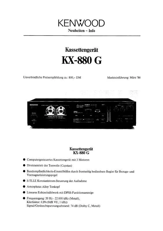 Mode d'emploi KENWOOD KX-880G