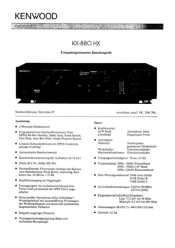 Mode d'emploi KENWOOD KX-880HX