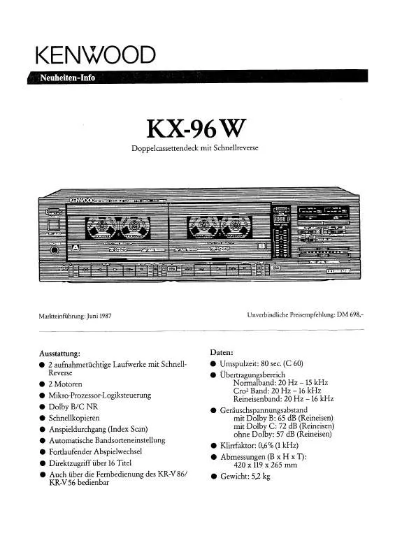 Mode d'emploi KENWOOD KX-96W