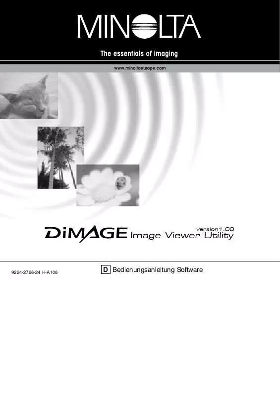 Mode d'emploi KONICA MINOLTA DIMAGE IMAGE VIEWER UTILITY 1.0 FOR DIMAGE 7/5/X/S304/S404