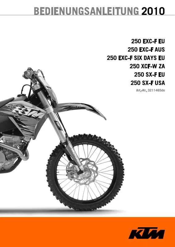 Mode d'emploi KTM 250 EXC-F EU