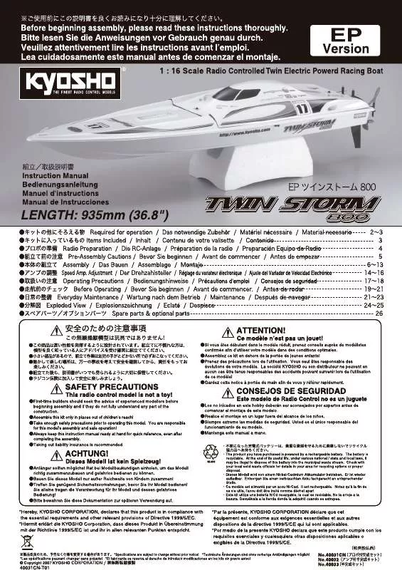 Mode d'emploi KYOSHO EP TWIN STORM 800