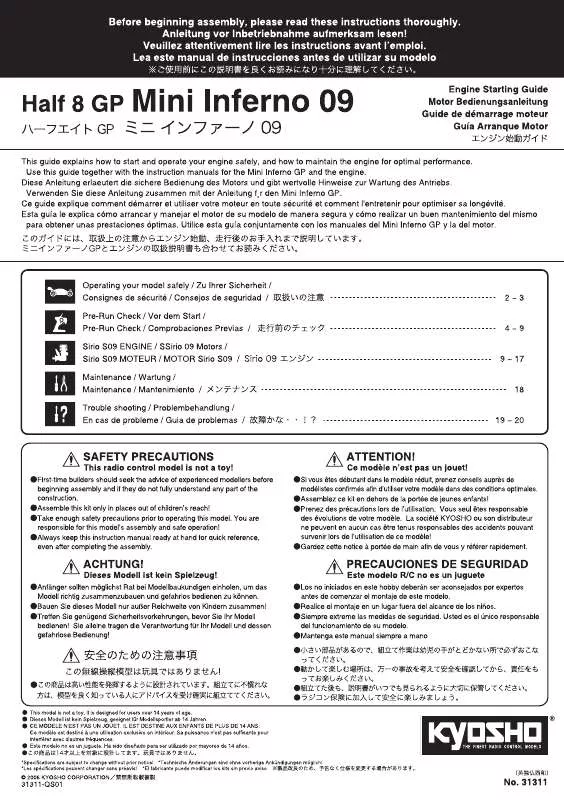 Mode d'emploi KYOSHO HALF 8 GP MINI INFERNO 09