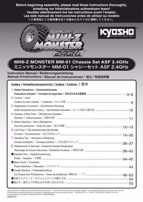 Mode d'emploi KYOSHO MINI-Z MONSTER MM-01