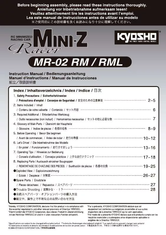 Mode d'emploi KYOSHO MINI-Z MR-02 RML